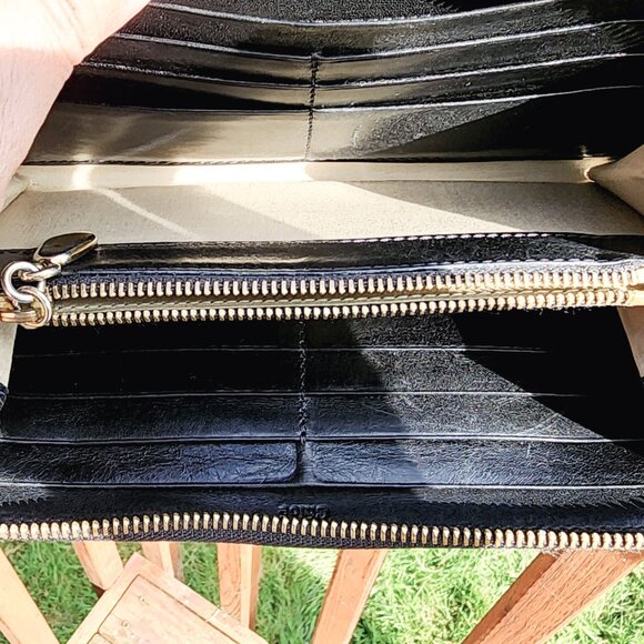 Chloe June Bow Embellished Black Tan leather long zippy wallet - Picture 5 of 16